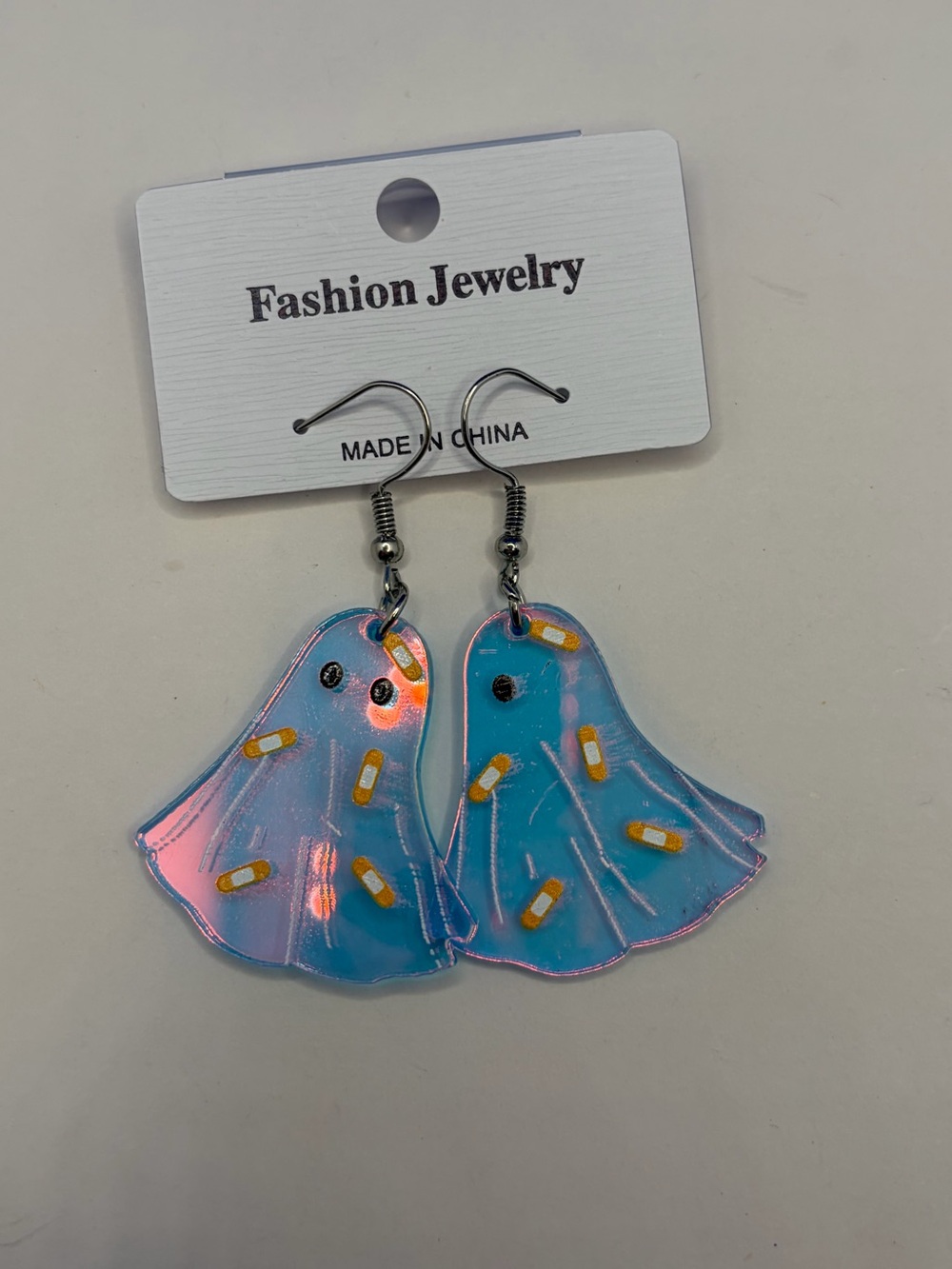 Holographic Ghost Dangle Earrings Acrylic Halloween Spooky Kawaii Jewelry
